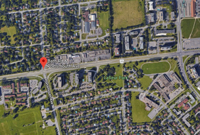 Map of stabbing incident location in Kingston, Ontario